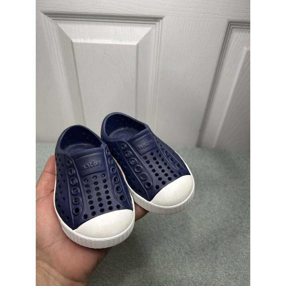 Native Jefferson Toddler Shoes Navy Blue & White Size C4